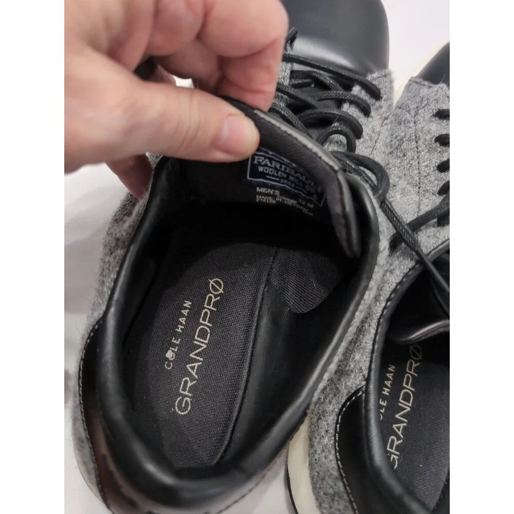 COLE HAAN MENS Size 12 M Grand Pro Sneakers Gray Wool SCUFF MARK see photo